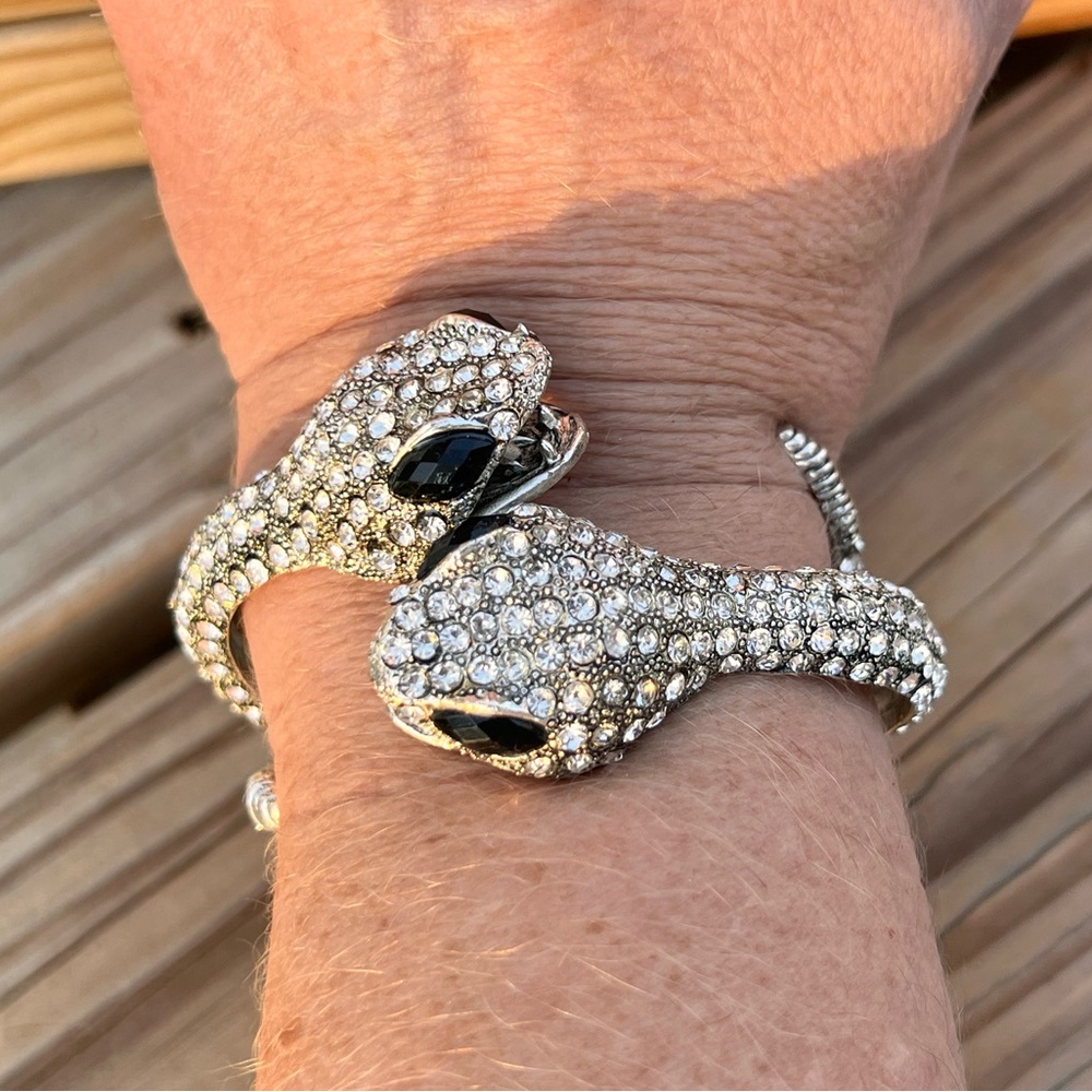 - Double Rattlesnake Bling Hinge Cuff! NEW! - Picture 4 of 15
